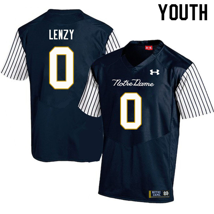 Youth NCAA Notre Dame Fighting Irish #0 Braden Lenzy Stitched College Under Armour Authentic Navy Alternate Football Jersey HC10D15JV